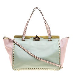 Valentino Tri Color Leather Medium Rockstud Tote