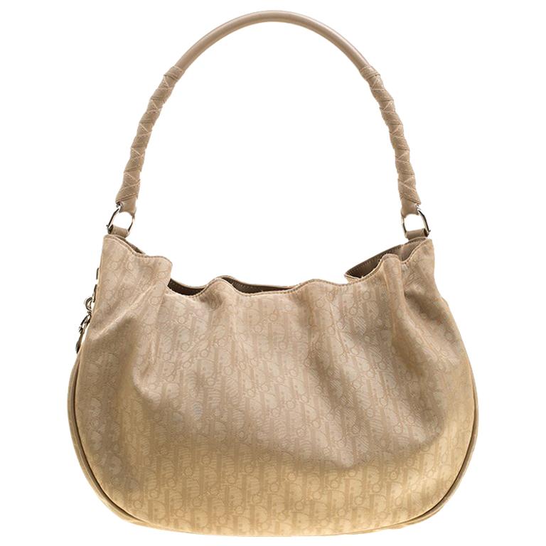 Dior Beige Diorissimo Canvas and Leather Lovely Hobo