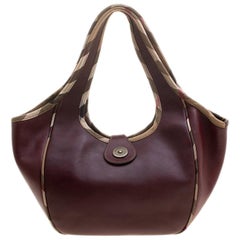Burberry Burgundy Leather Shoulder Bag