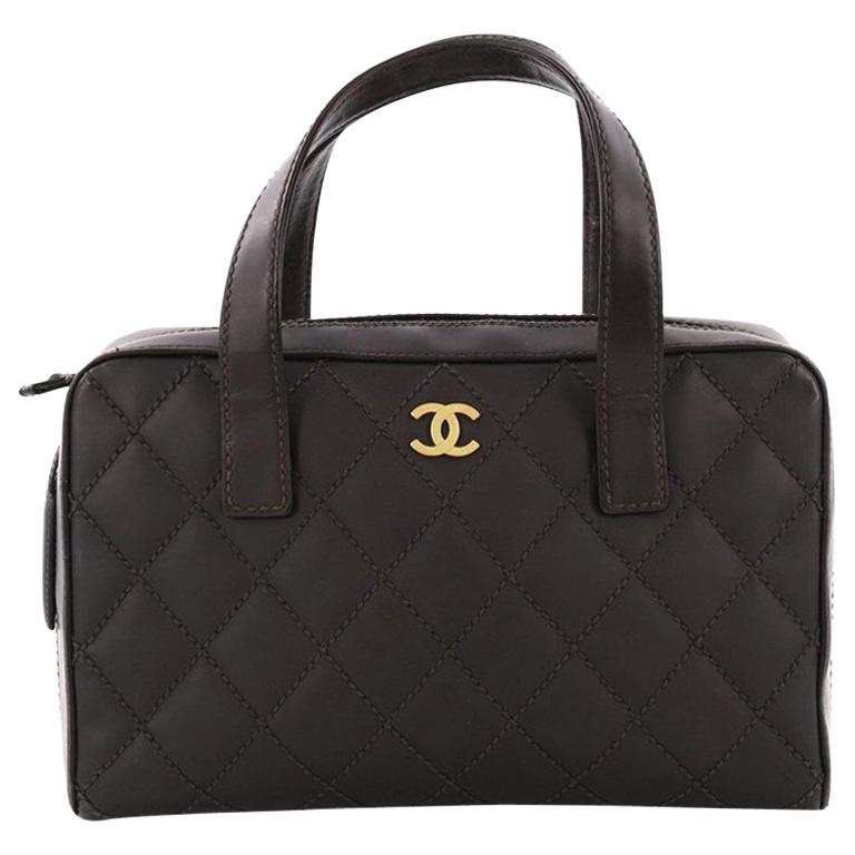 Chanel Surpique Zip Around Satchel Quilted Leather Medium at 1stDibs