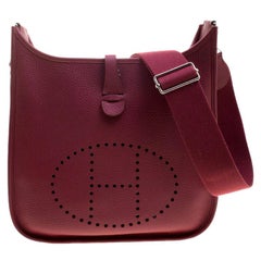 Hermes Rouge Garance Clemence Leather Evelyne III PM Bag