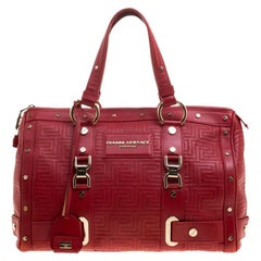 Versace Red Quilted Leather Studded Satchel