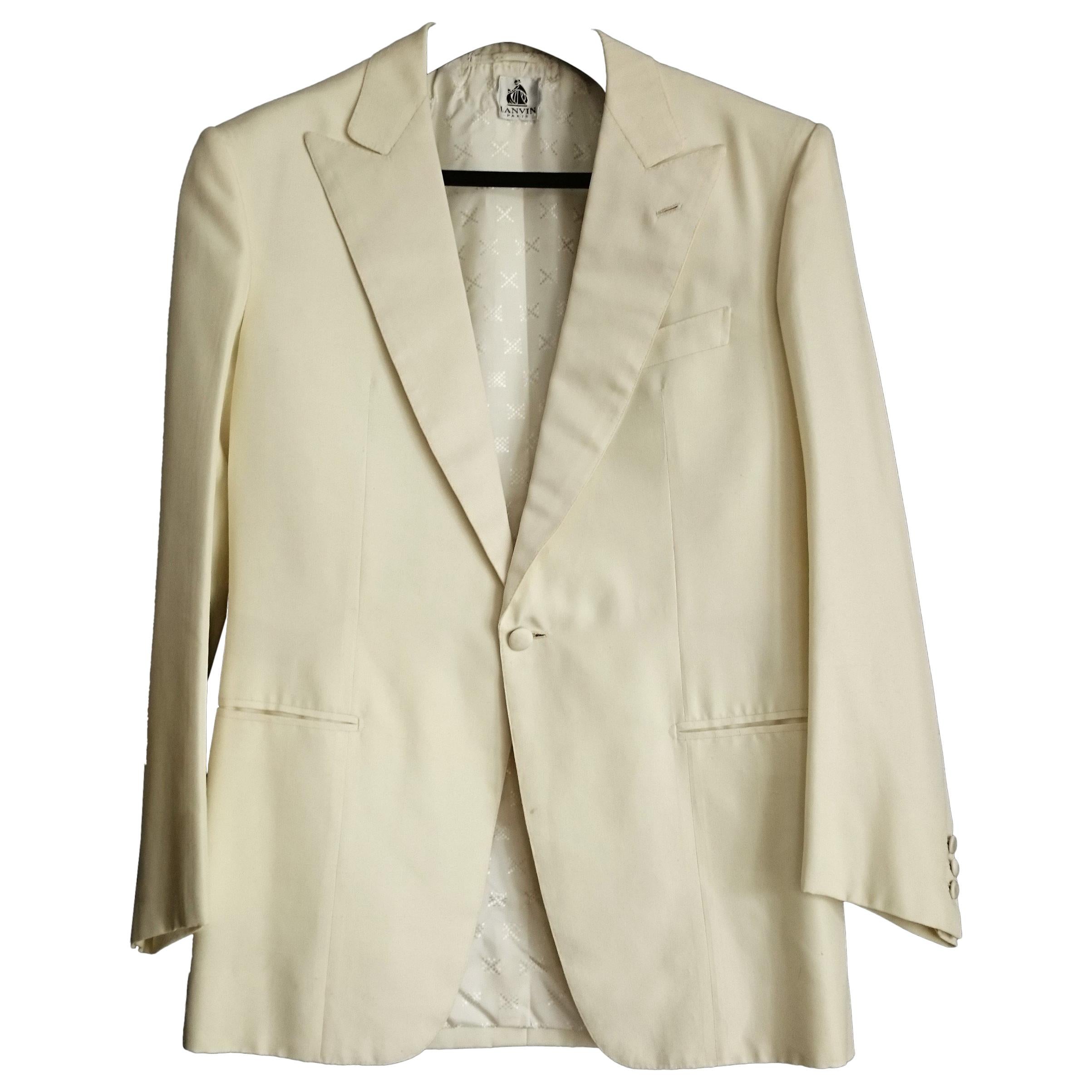 LANVIN "New" Couture Silk Men's Cream Jacket, Black Trousers Suit - Unworn For Sale