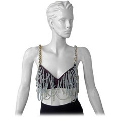 Dolce & Gabbana 1991 Rare Runway Sexy Siren Layers Silver Chain Bralette     