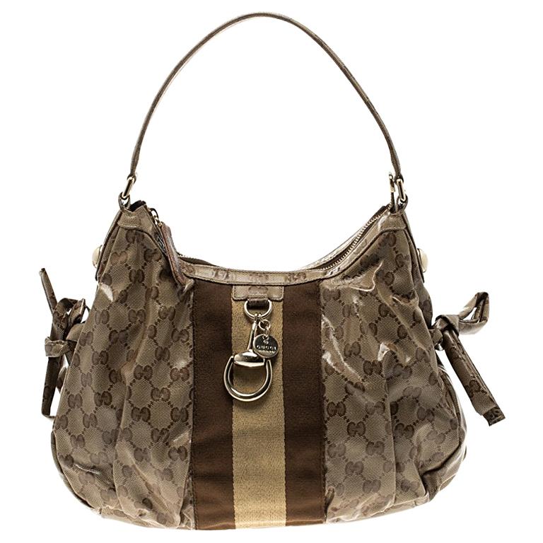 Gucci Beige/Ebony GG Crystal Coated Canvas Gucci by Gucci Hobo