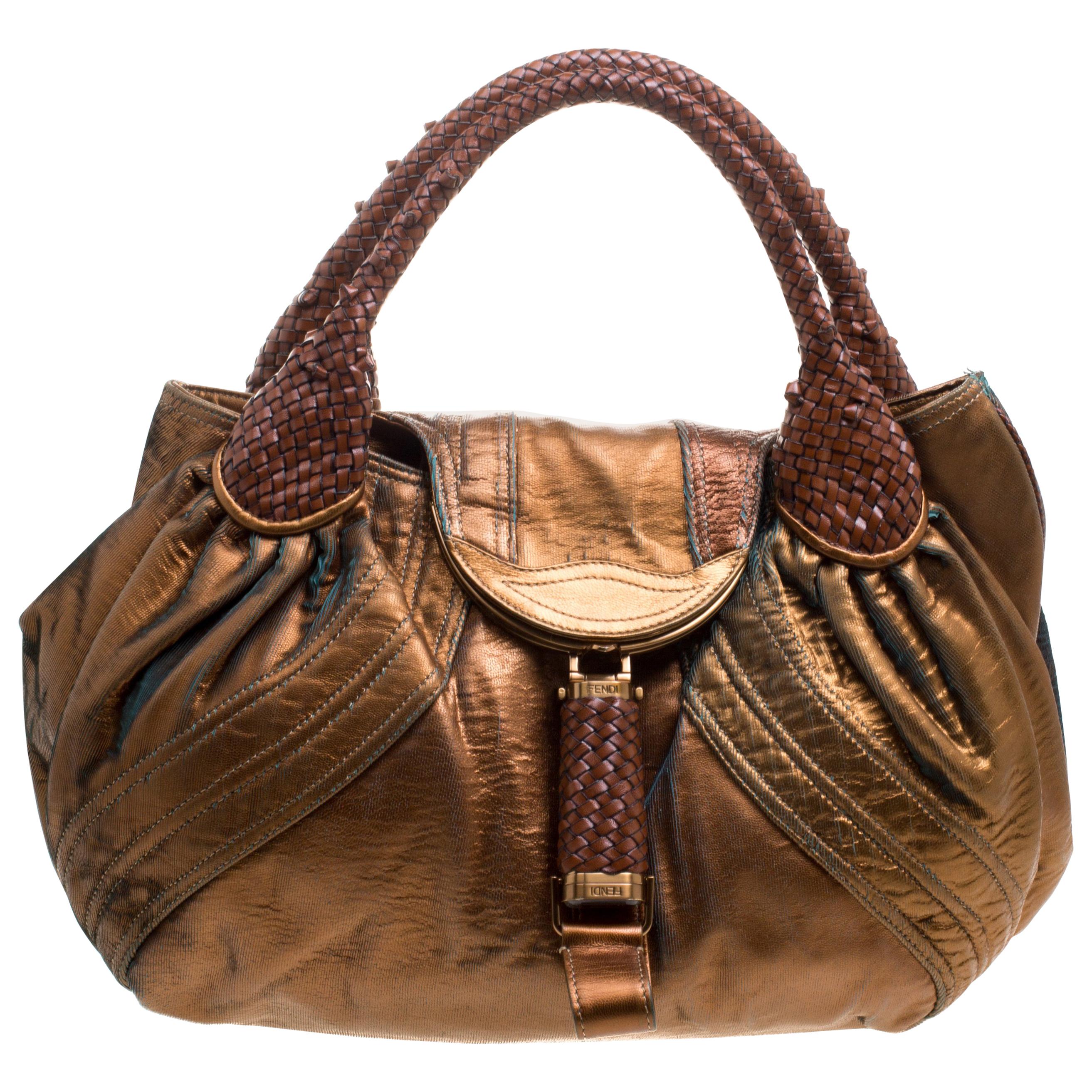 Fendi Bronze Holographic Fortuny Leather Spy Bag