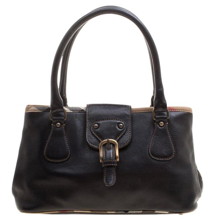 Burberry Black Leather Buckle Tote For Sale at 1stDibs | burberry black ...