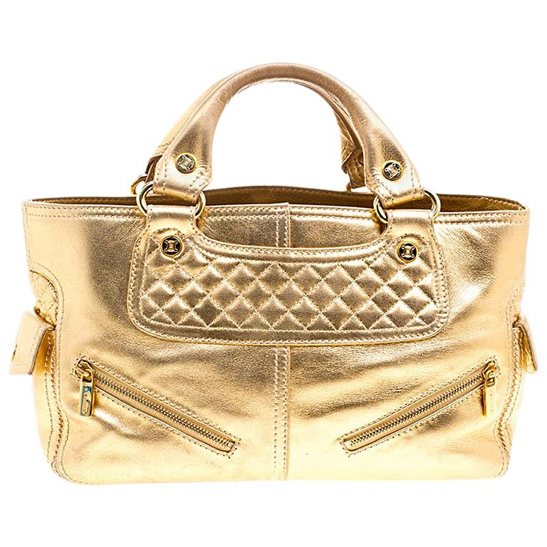 Celine Gold Leather Boogie Tote