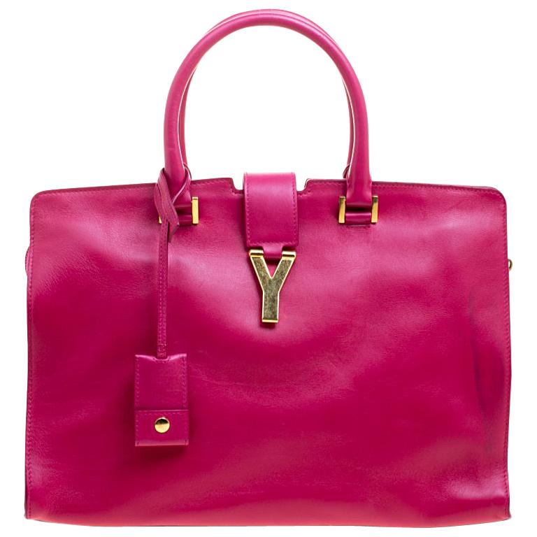 Yves Saint Laurent Green Leather Medium Cabas Chyc Tote For Sale at 1stDibs