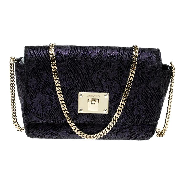 Jimmy Choo Purple Lace Mini Ruby Shoulder Bag For Sale at 1stDibs