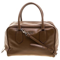 Prada Brown Soft Leather Double Satchel