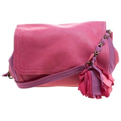 Lanvin Pink Leather and Fabric Shoulder Bag
