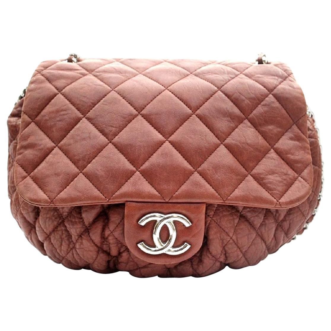 2011 Chanel Brown Brick Leather Chain Around Shoulder Bag
