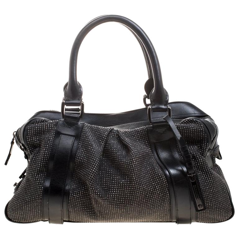 Burberry Black Leather Studded Ashbury Knight Satchel For Sale at 1stDibs