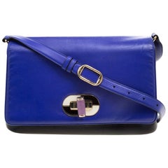 Used Bvlgari Blue/Black Leather Icona Shoulder Bag