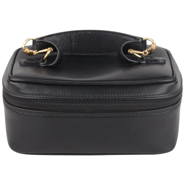 Gucci Black Leather Horsebit Vanity Bag Purse Handbag For Sale at 1stdibs