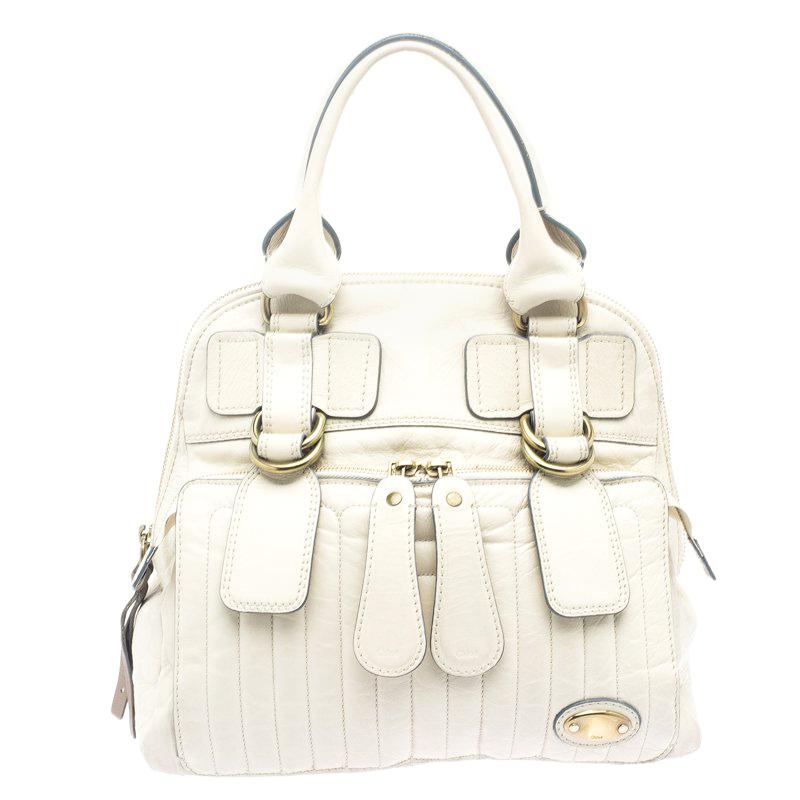 Chloe Cream Leather Bay Satchel For Sale at 1stDibs