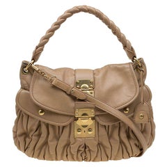 Miu Miu Brown Matelasse Leather Hobo