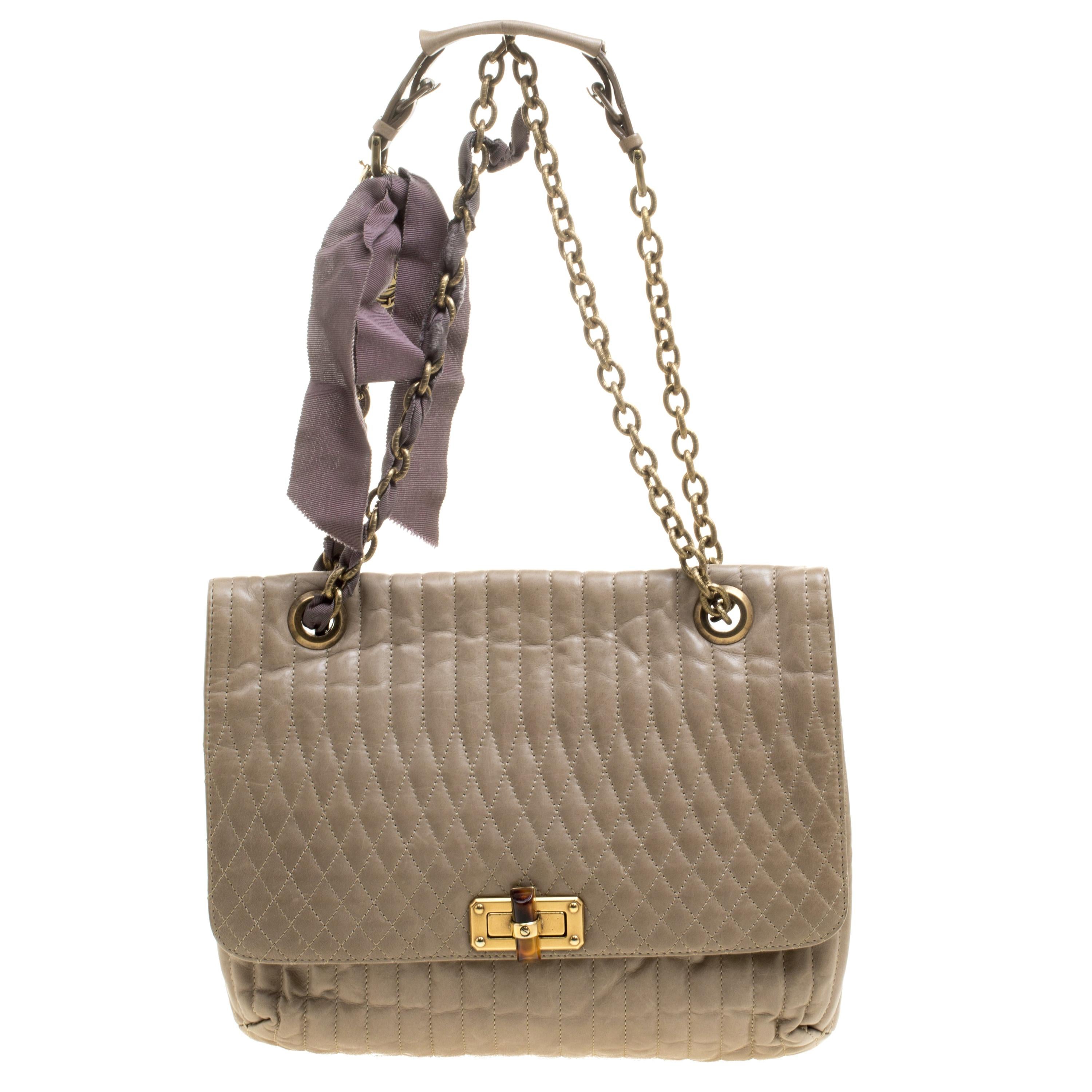 Lanvin Beige Leather Happy Shoulder Bag