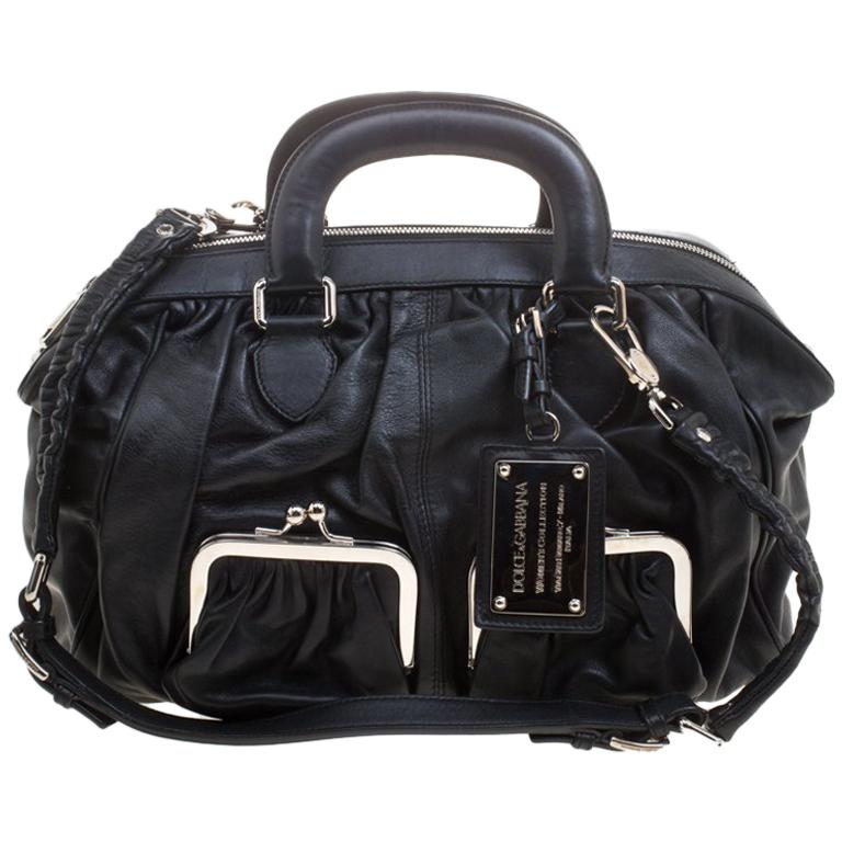 Dolce and Gabbana Black Leather Miss Curly Bag at 1stDibs