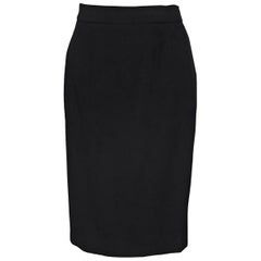 Black Vintage Chanel Wool Pencil Skirt