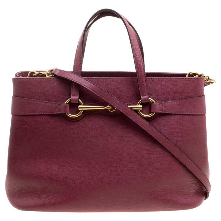Gucci Light Burgundy Leather Bright Bit Jasmine Top Handle Bag