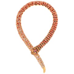 Simon Harrison Limited Edition Gold Red Ombre Crystal Snake Necklace