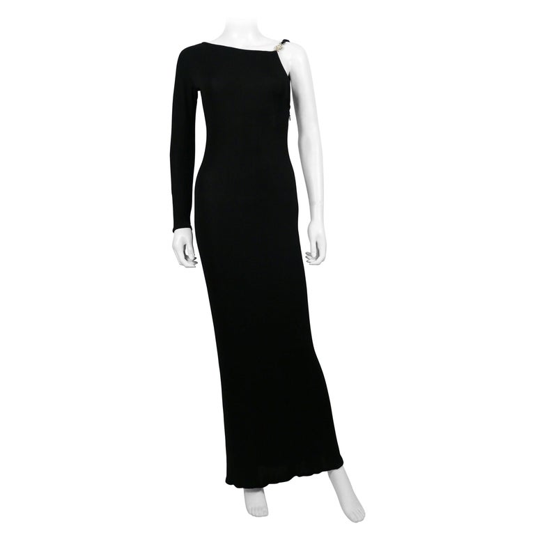 Gianni Versace Couture Vintage Black Cut Out One Shoulder Medusa Dress ...