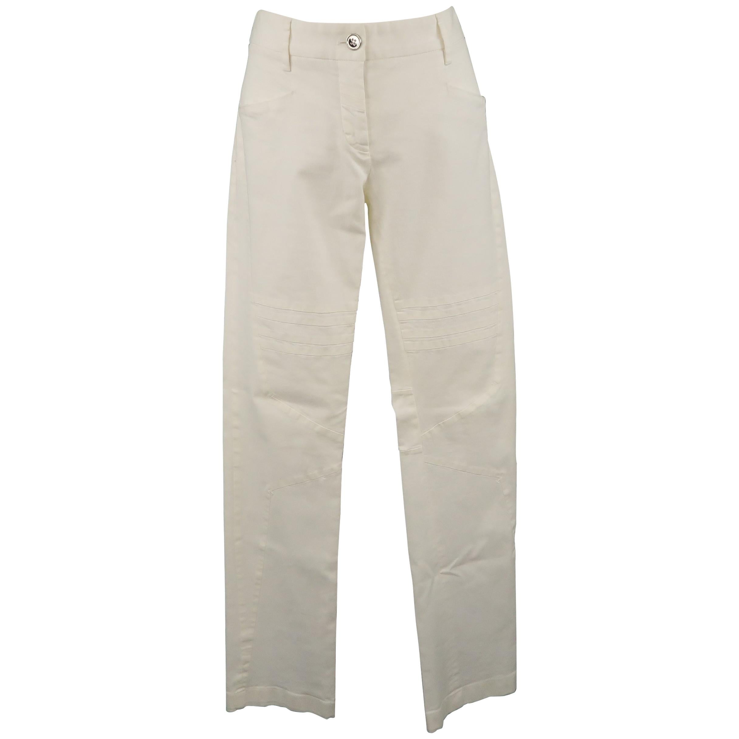 DOLCE & GABBANA Größe 6 Weiße Skinny-Hose aus Baumwolle mit Moto-Details