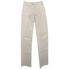 DOLCE & GABBANA Size 6 White Stretch Cotton Moto Detail Skinny Pants