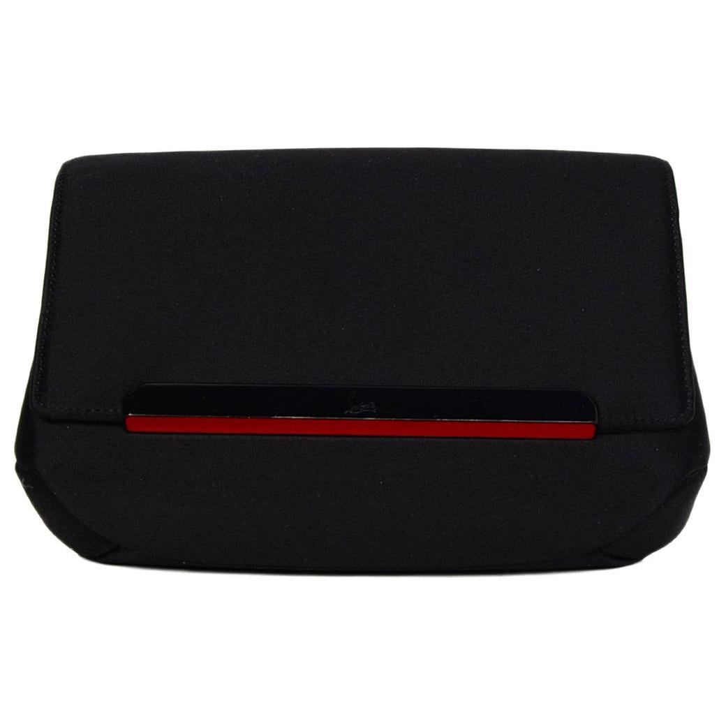 Christian Louboutin Black Satin Small Rougissime Clutch Bag