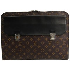 Used Louis Vuitton Monogram Black Men's Women's Travel Laptop Business Clutch Bag