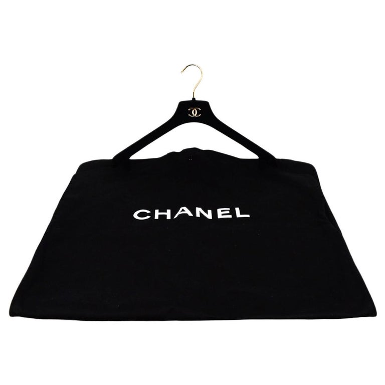 Chanel Logo Black Canvas Garment Bag and Coat CC Velvet Hanger Set