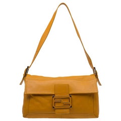 Fendi Tan Leather Large Convertible Baguette Shoulder Bag