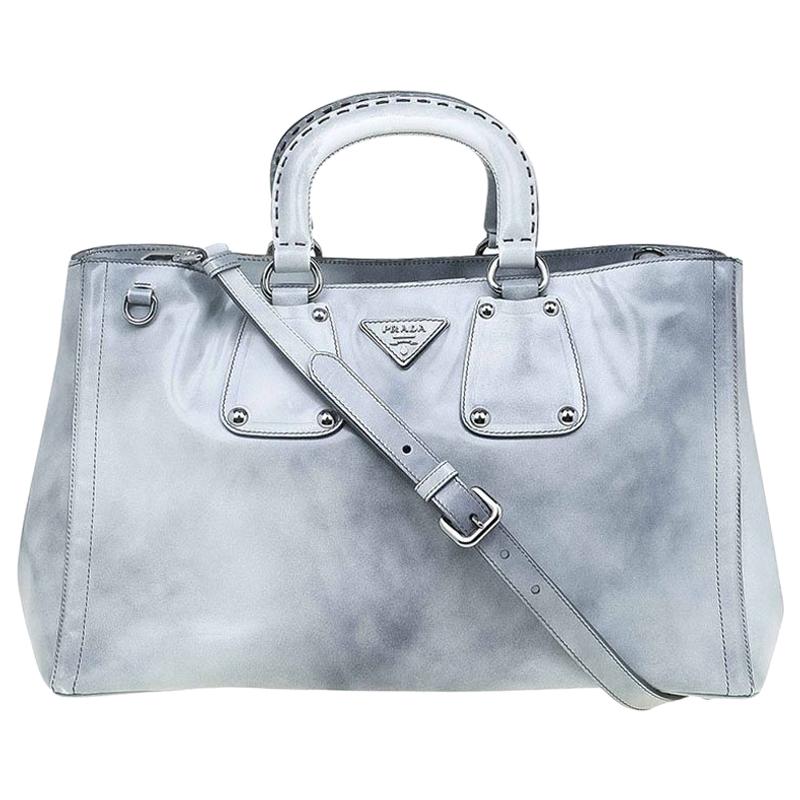 Prada Grey Spazzolato Leather Shopping Tote