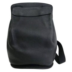 Hermes Black Leather Men's Women's Travel Carryall Shoulder Backpack