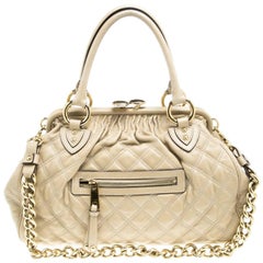Marc Jacobs Beige Quilted Leather Stam Satchel