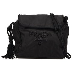 Prada Black Beaded Nylon Crossbody Bag