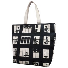 Chanel Canvas Bag Black White - 27 For Sale on 1stDibs  black and white  chanel bag, chanel tote bag canvas, chanel bag black and white