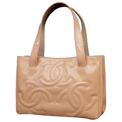 Chanel Triple Cc Logo 225137 Pink Patent Leater Tote