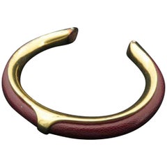 Hermès Bordeaux X Gold Goldtone Bangle 225131 Bracelet