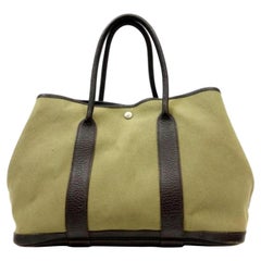 Hermès Garden Party 225224 Brown X Khaki Toile Canvas Leather Tote