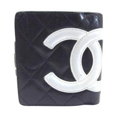 Vintage Chanel Black X White Cambon Quilted 219426 Wallet