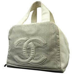 Chanel Caviar Up In The Air Boston 218517 Ivory Leather Satchel