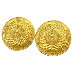 Chanel Gold 95a Tree Of Life Spiral 217634 Earrings