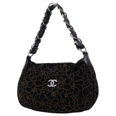 Vintage Chanel Hobo Camella Chain 218682 Black Suede Leather Hobo Bag