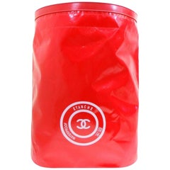 Vintage Chanel Hobo Extra Large Cc Logo Waterproof Bucket 232174 Red Vinyl Tote