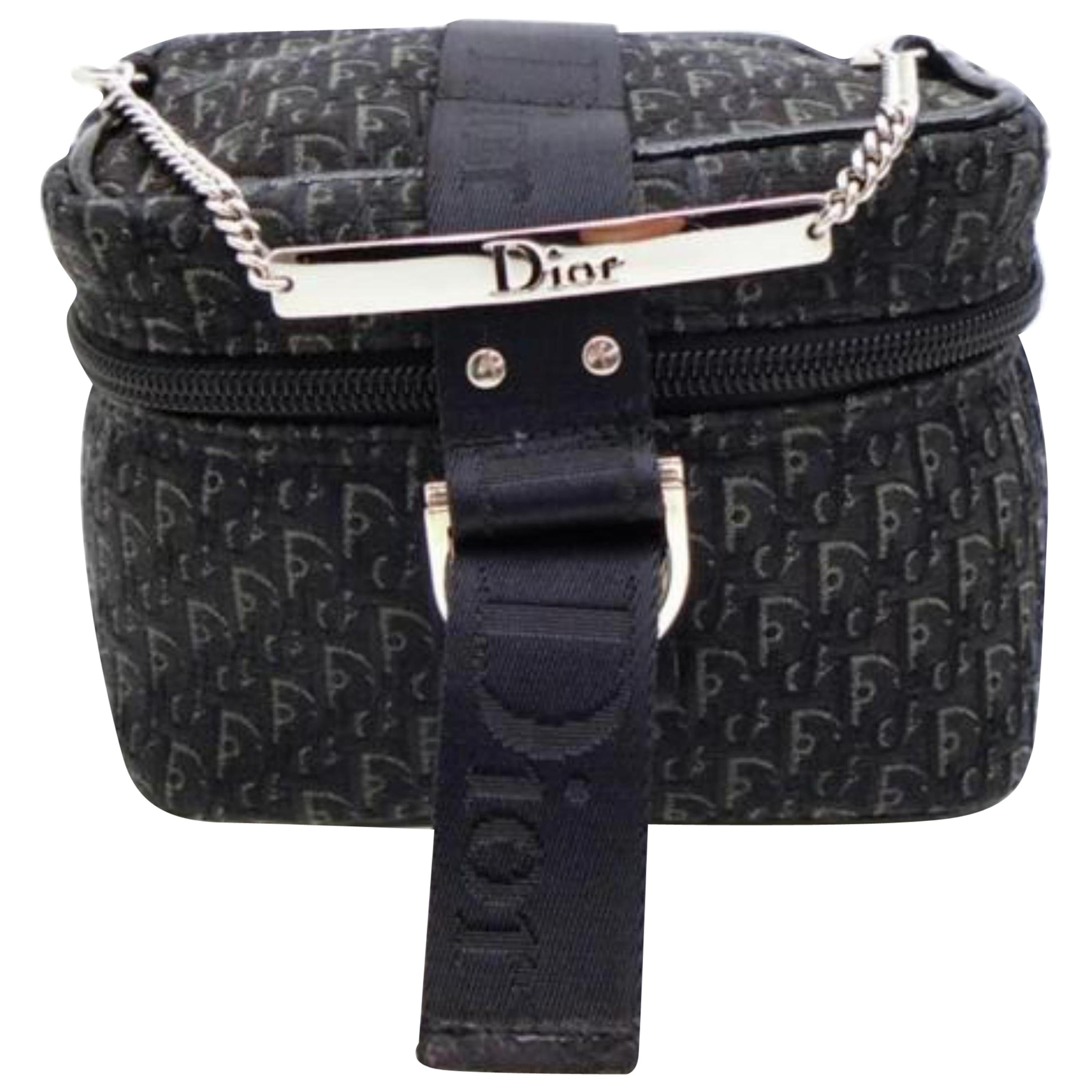 Dior Signature Oblique Monogram Trotter Vanity Chain Case 232569 Cosmetic Bag For Sale