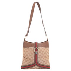 Gucci Sherry Monogram Web Bucket Hobo 228827 Brown Canvas Shoulder Bag