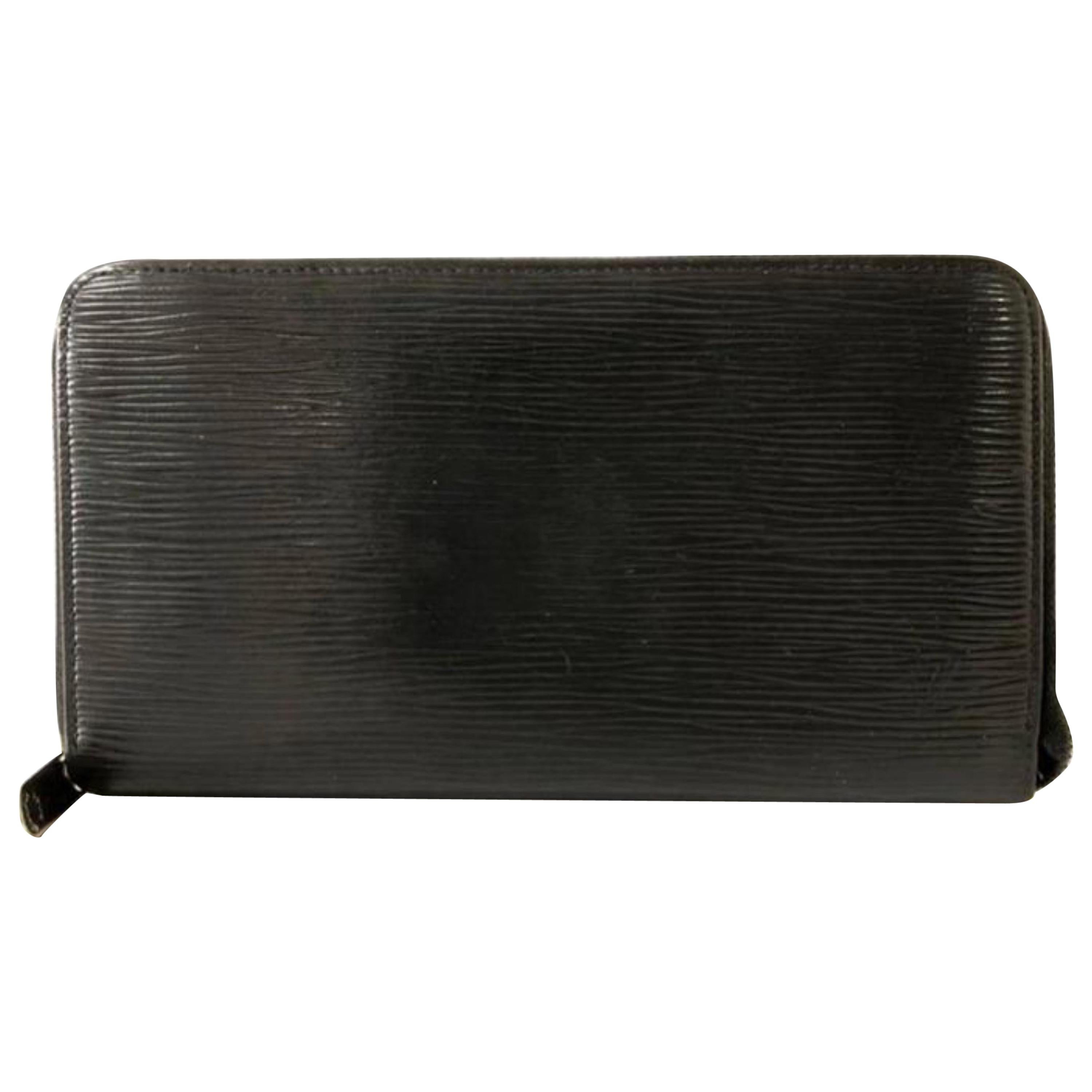 Louis Vuitton Noir Zippy Organizer Wallet 232061 Black Leather Clutch ...